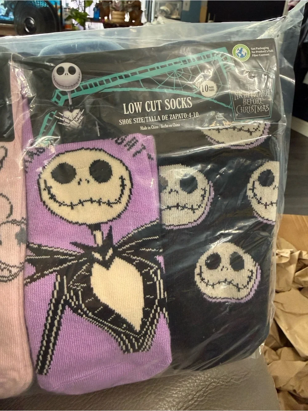 Disney Nightmare Before Christmas low cut socks. 10 pair Size 4-10
